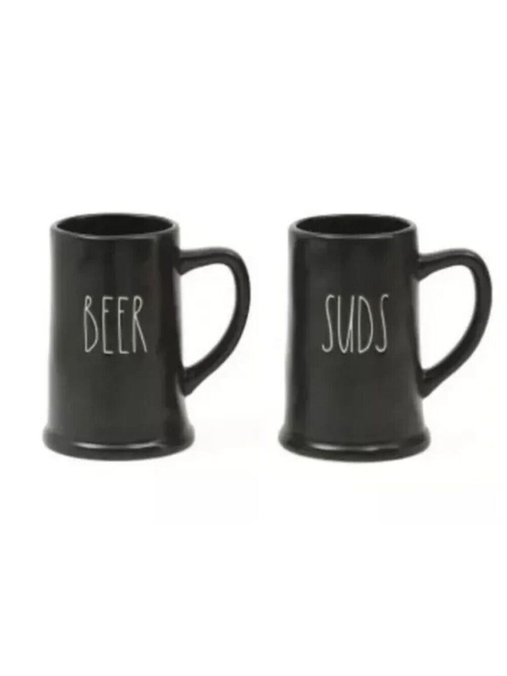 Rae Dunn Black Beer Steins BEER&SUDS NWT